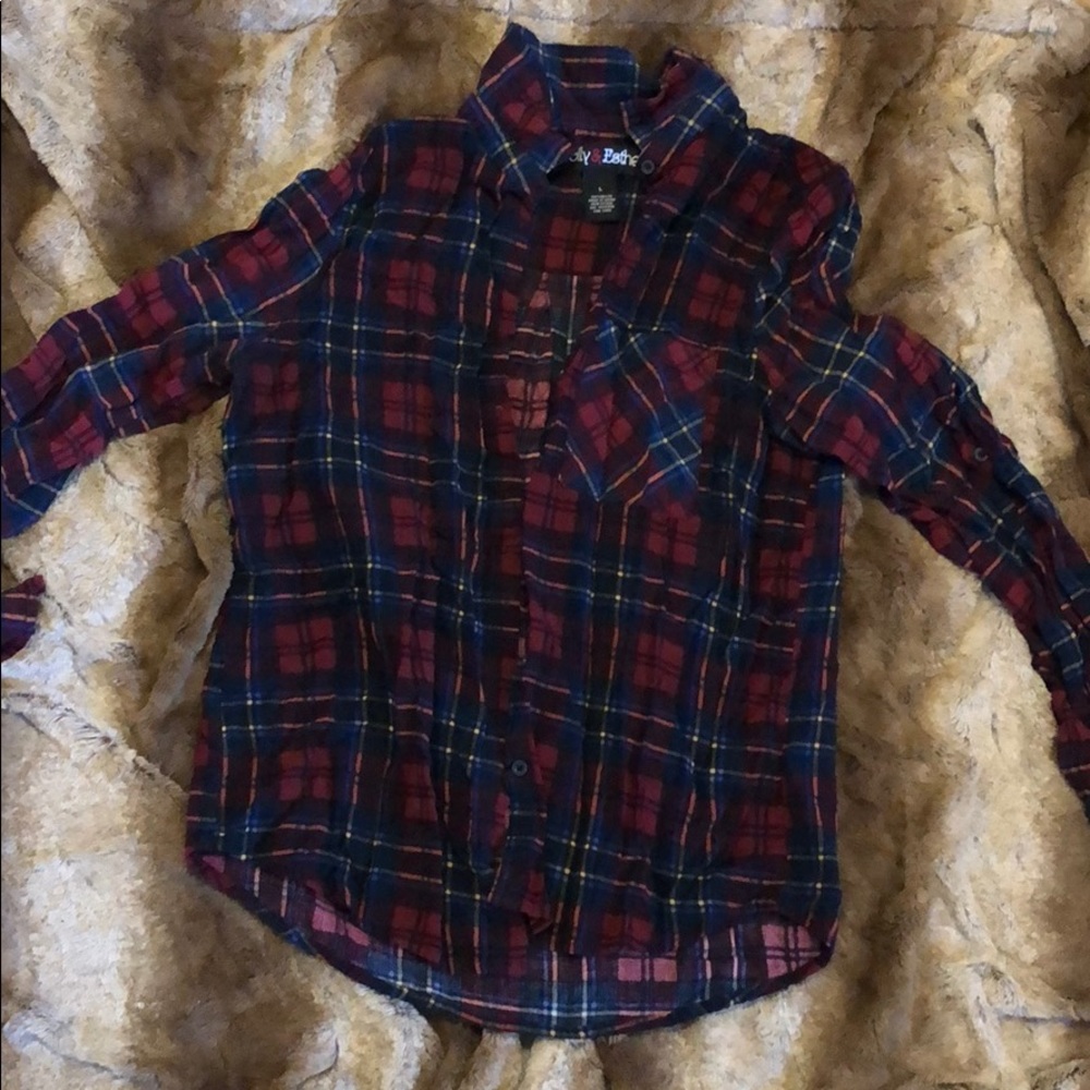 Plaid flannel button up.